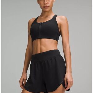 Women’s Lululemon Enlite Bra black and gray zipper front padded activewear run